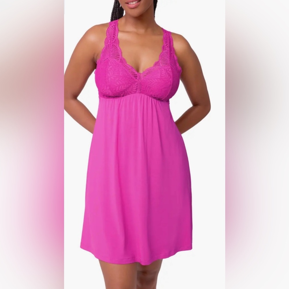 NEW Fleur't Y2K Fairy Coquette Whimsigoth Babydoll Lace Chemise Dress Pink M